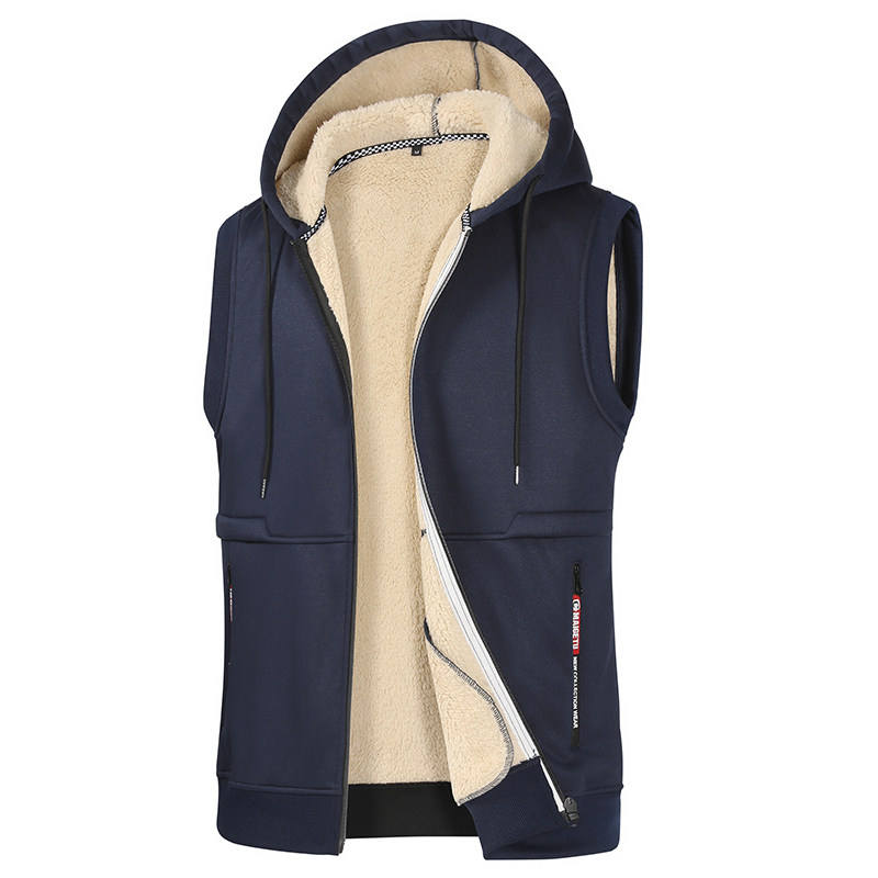 Men's Hooded Thickened Warm Zipper Front Casual Vest